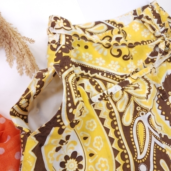 TALBOTS Petites Yellow White Brown Skirt Size 6p - Picture 8 of 16